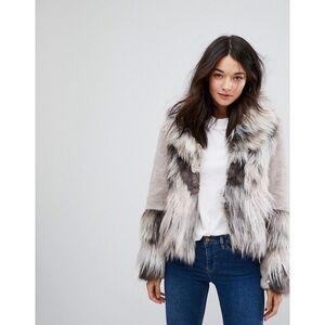 ASOS Urban Code Faux Fur Patchwork Coat in Multi Color